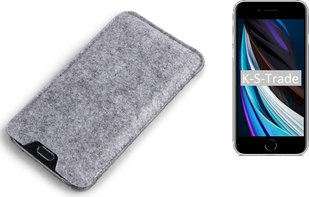 K-S-Trade Filz Handyhülle kompatibel mit Apple iPhone SE 2 Schutzhülle Filztasche Filz Tasche Case Sleeve Handy Hülle Filzhülle grau