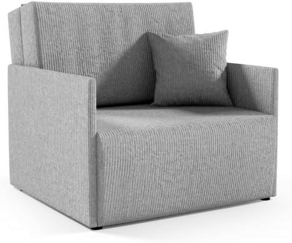 LIKMA Olita Schlafsofa 1-Sitzer mit Schlaffunktion 87 cm Grau Kord Stoff Anafi für Wohnzimmer