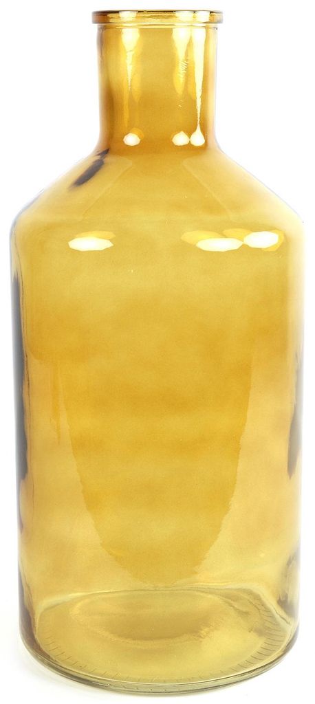 Countryfield Blumenvase - goldgelb - transparentes Glas - XXL Flasche - 24 x 51 cm