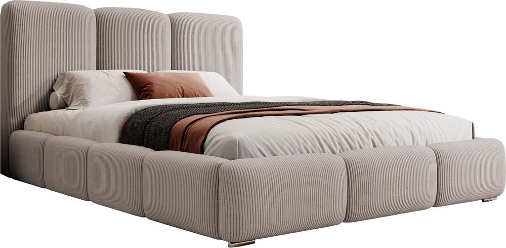 Selsey Bauro - Polsterbett 160x200 cm, mit Stauraum und Cordbezug, dunkelbeige
