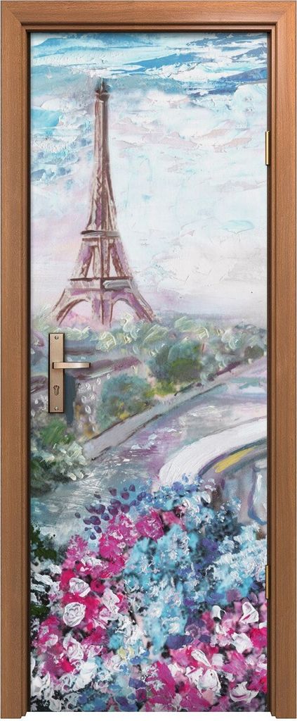 Türposter 70x200 cm Türaufkleber Türtapete Türfolie Klebefolie Frankreich rosa Eiffel Blume