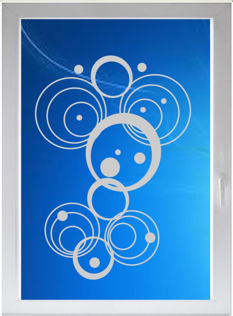 INDIGOS UG - Wohnzimmer Retro Kreise Punkte - Farbe: silberfein satiniert - 96x67 cm - Sichtschutzfolie - Fensterfolie - Glasdekorfolie - für die ...