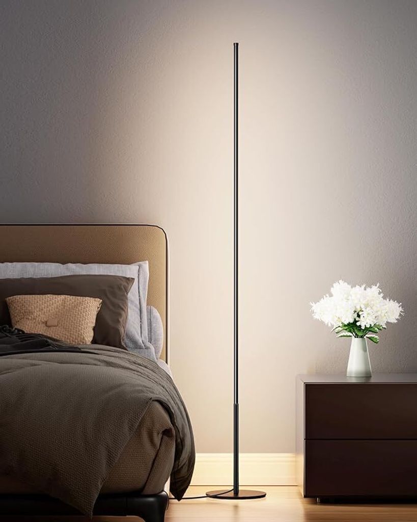 LED Stehlampe, Stehlampe Wohnzimmer Dimmbar, Stehleuchte Modern mit Fußschalter, 3000K Warmweiß,  147cm Lichtsäule, für Wohnzimmer, Schlafzimmer.