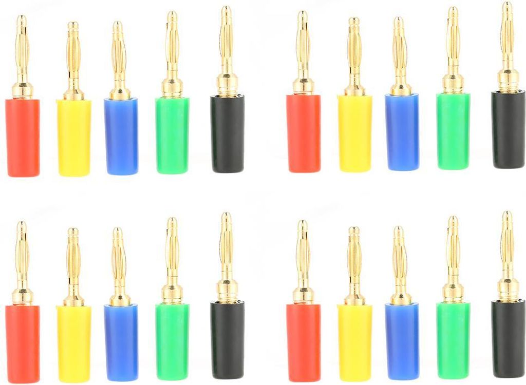 20er Set 2mm Banana Plug Steckdosen – Mixed Colors für Lautsprecher, Verstärker und Elektrische Tests – Rote, Grüne, Gelbe, Blaue und Schwar...