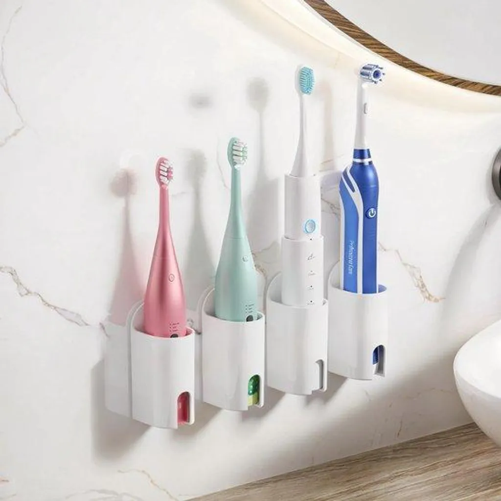Support brosse à dent électrique mural anti-calcaire lot 4 adhésif