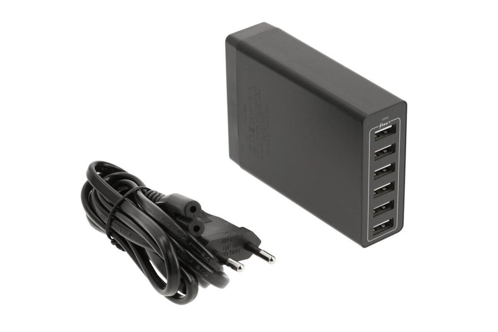 GTV - USB-Ladegerät, 6 Anschlüsse, 5 V, 6 * 2,5 A, 10 * 7 * 2,5 cm, 1,6 m Kabe