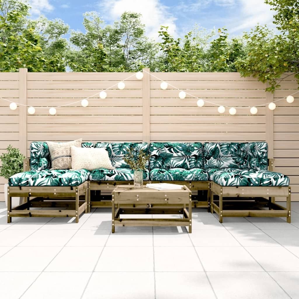 The Living Store 7-tlg. Garten-Lounge-Set mit Kissen Imprägniertes Kiefernholz