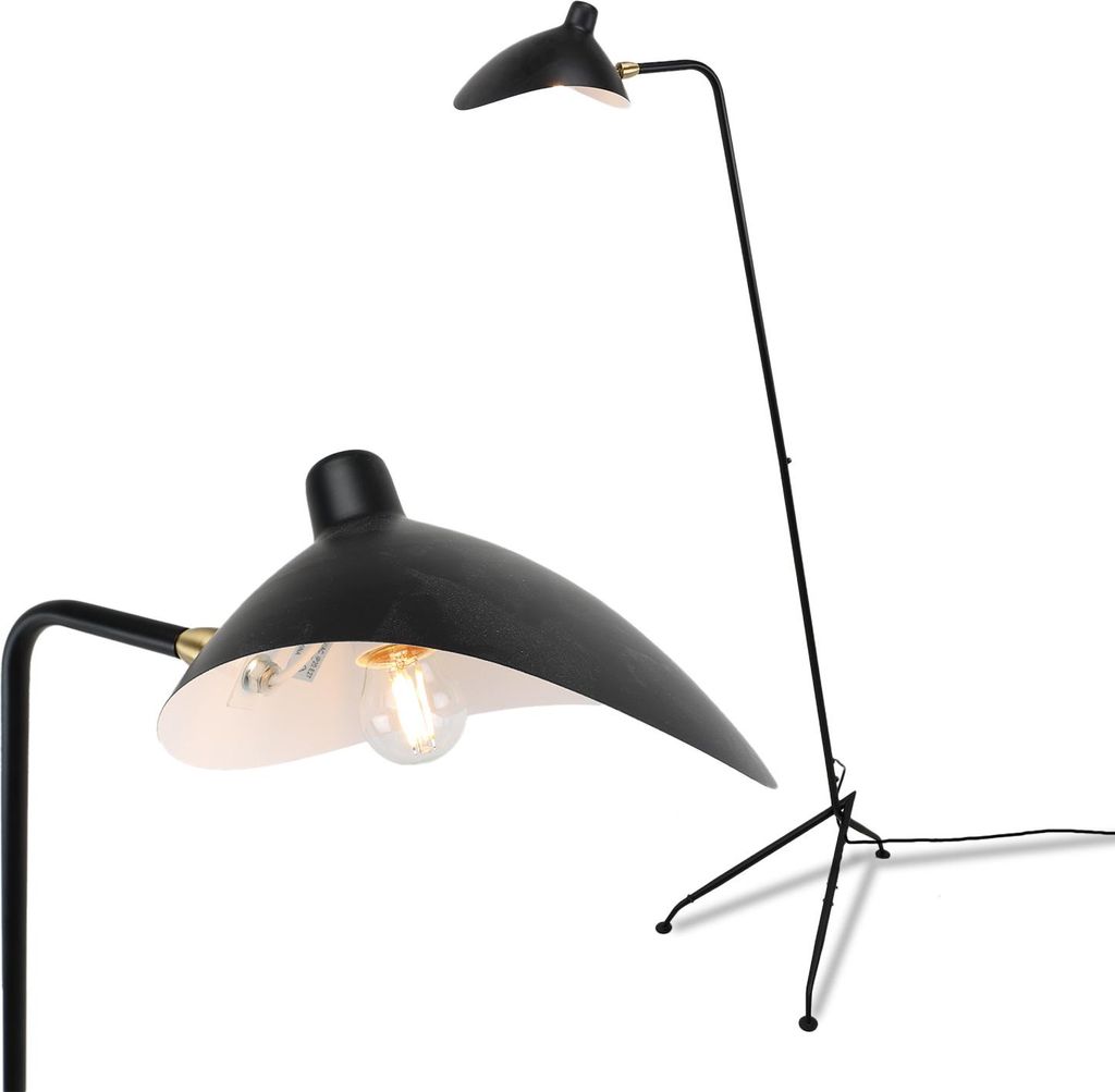 Čierna stojacia lampa s moderným minimalistickým severským Obrázok produktu 