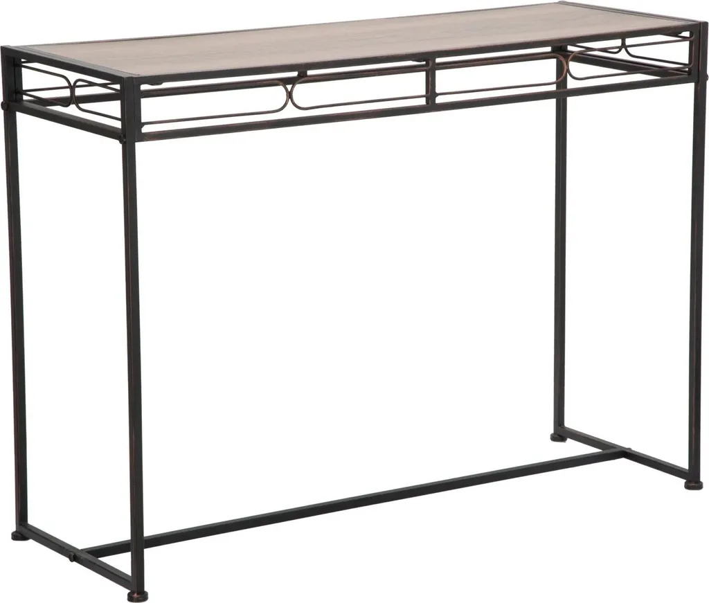 Table console d'entrée style industriel noir et bois marron