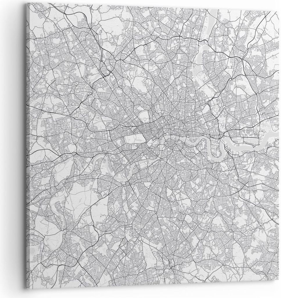 Bild auf Leinwand - Leinwandbild - Einteilig - Stadt Karte London - 60x60cm - Wand Bild - Wanddeko - Wandbilder - Leinwanddruck - Bilder - Wanddeko...