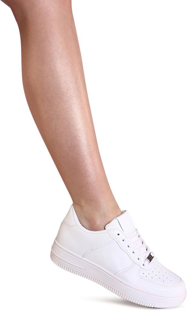 topschuhe24 3135 Damen Plateau Sneaker Skater Turnschuhe, Farbe:Weiß, Größe:40 EU