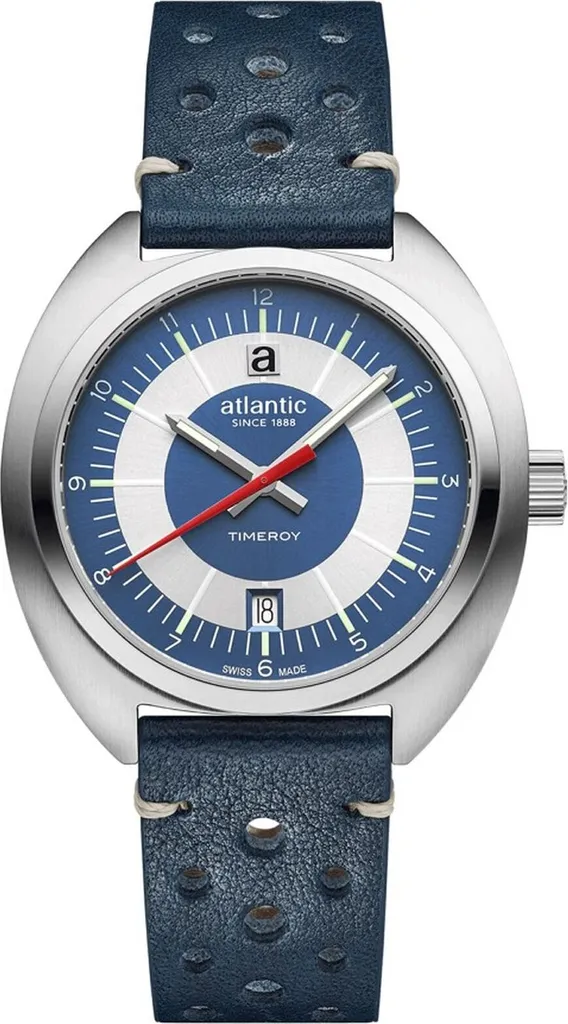 Montre Atlantic Hommes Bleu en acier inoxydable et verre saphir durable