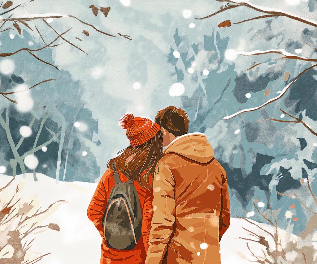 Plakat 60x50cm Gemeinsam im Schnee
