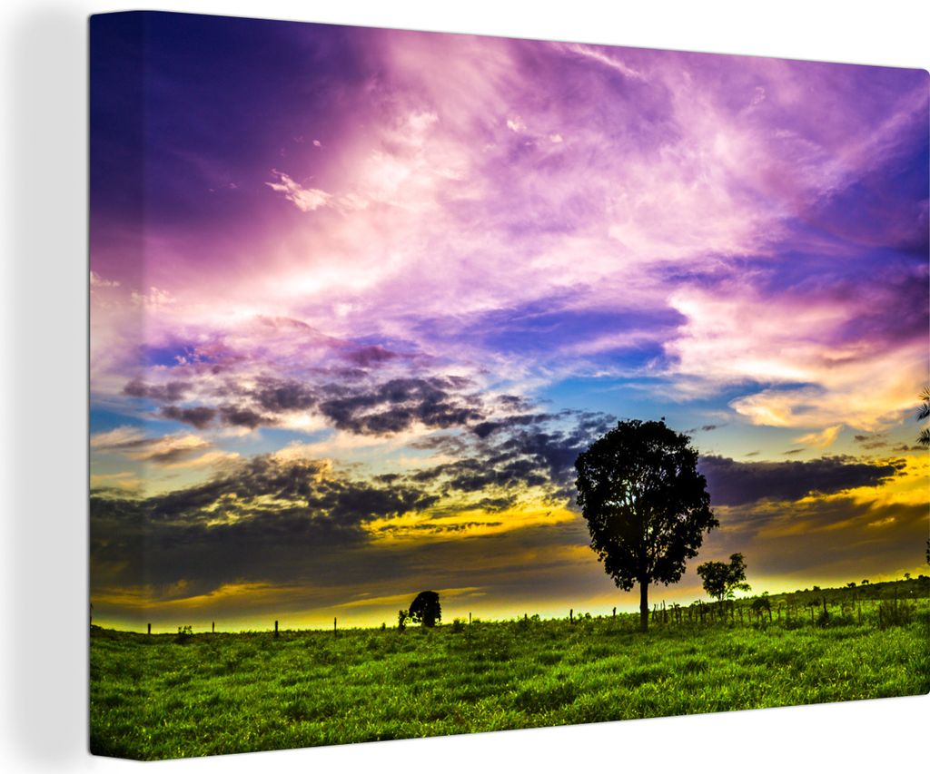 OneMillionCanvasses - Leinwandbilder - 140x90 cm, Sonnenuntergang in der Chapada Diamantinga, Wandbilder Kunstdruck Wanddekoration