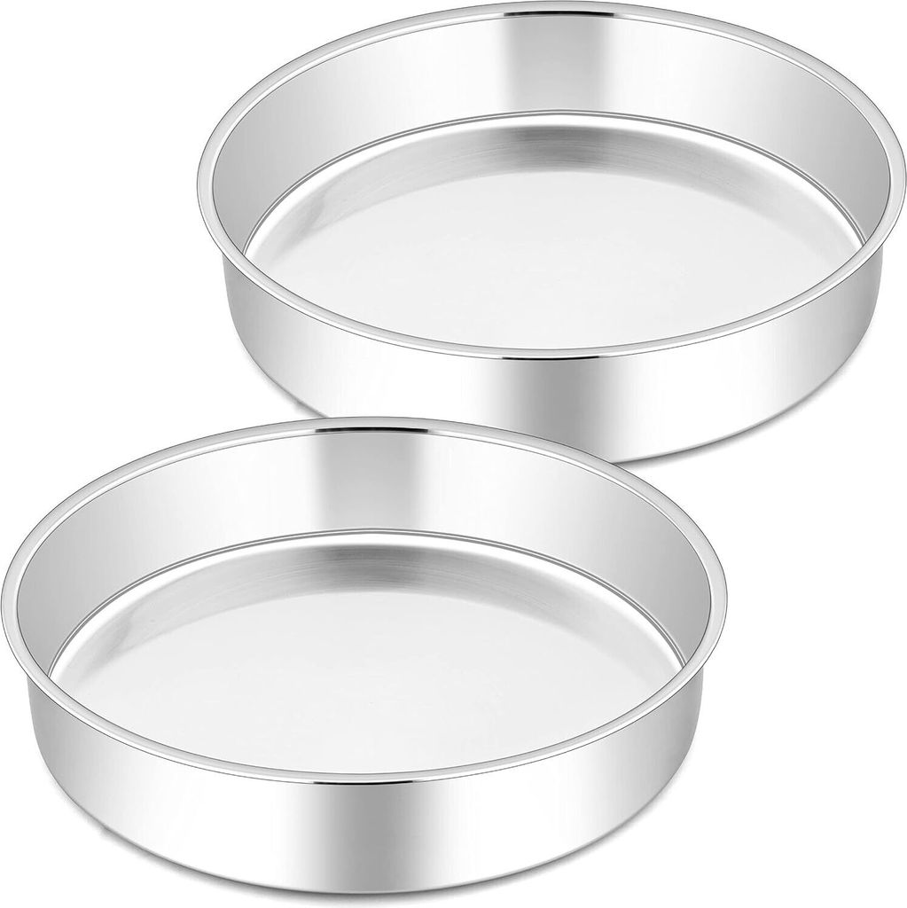 2er Set Edelstahl Kuchenformen – Rund Backform, Gesund, Ungiftig, Spülmaschinenfest, 21cm