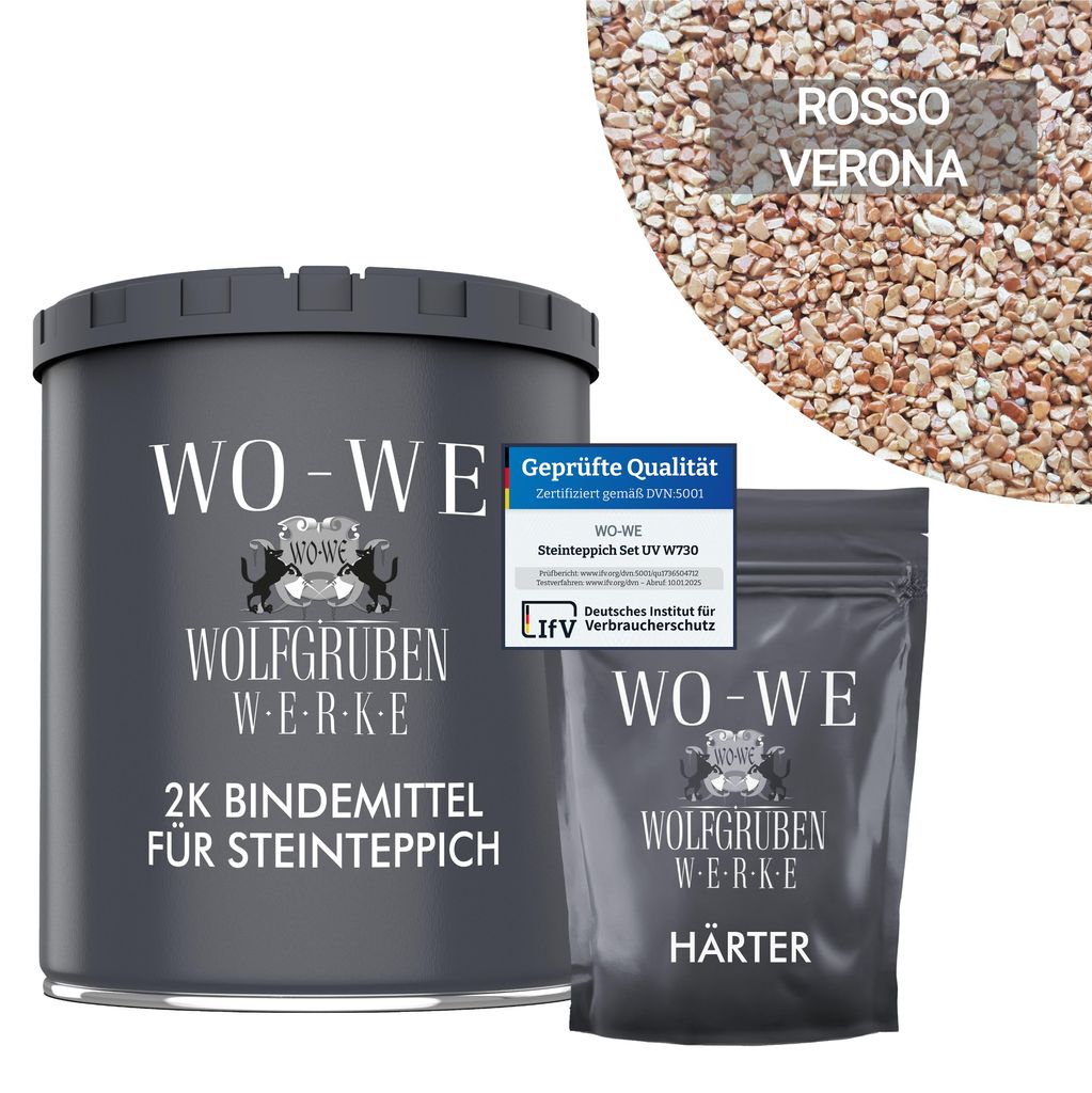 Steinteppich Set Marmorkies Bodenbeschichtung W730 Rosso Produktbild 