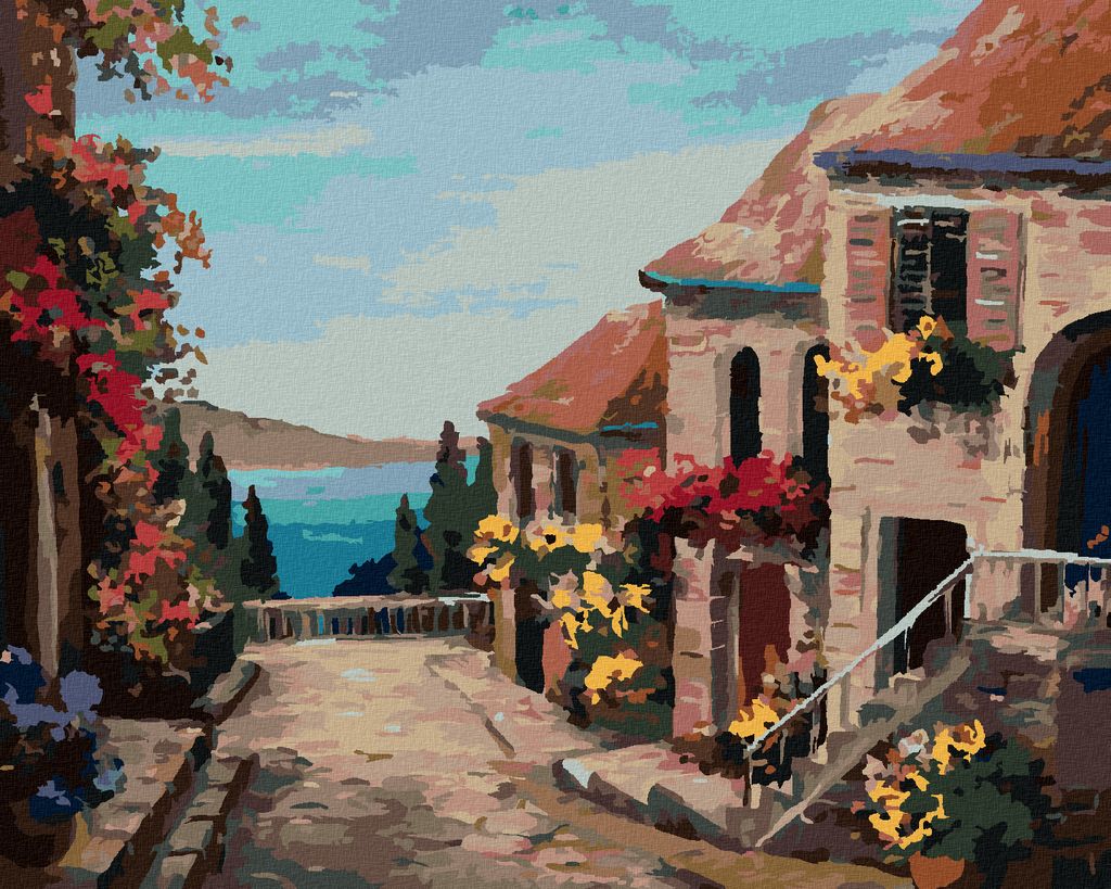 Zuty - Malen nach Zahlen - HÄUSER IN MEERESNÄHE, 40x50 cm, mit Keilrahmen (bereits gespannt)