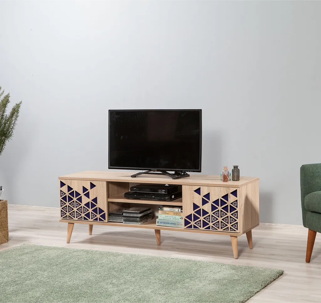 Skye Decor Truva-123 Meuble TV Chêne Sonoma en Mélaminé 140x40x50 cm