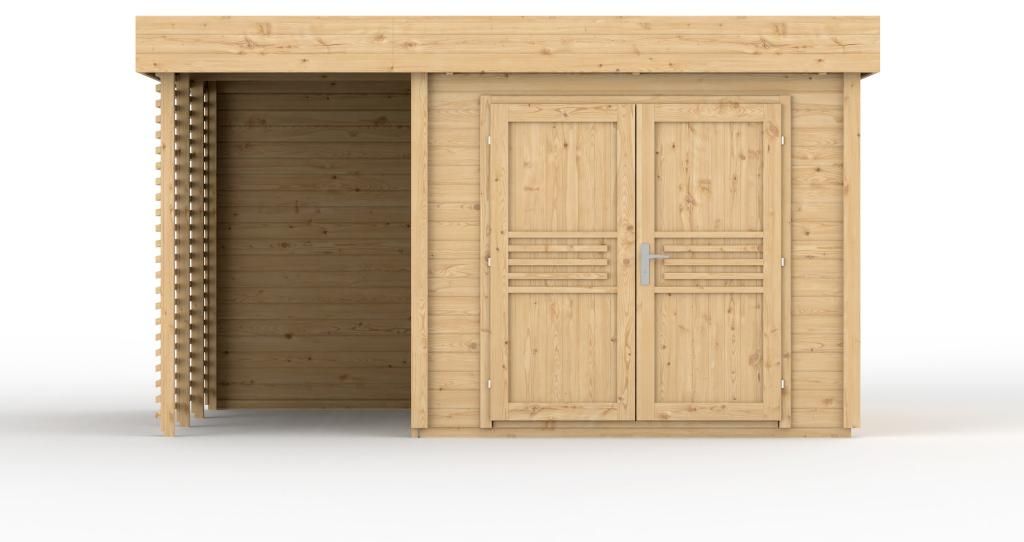 Gartenhaus Livo 2 28 mm naturbelassen mit 164 cm Anbau