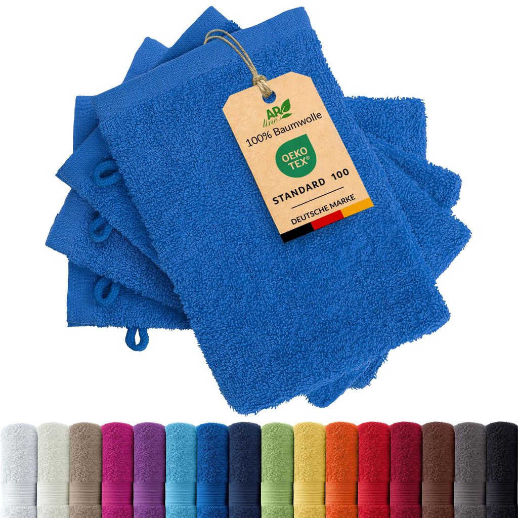 4er-Set ARIZONA Handtuch-Serie von AR Line – 100% Baumwolle, 500 g/m², 4er-Set Waschhandschuhe 15x21 cm, Royalblau