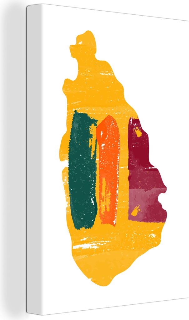 OneMillionCanvasses - Leinwandbilder - 90x140 cm, Karte mit Flagge Sri Lanka, Wandbilder Kunstdruck Wanddekoration - Foto auf Leinwand - Gemälde...