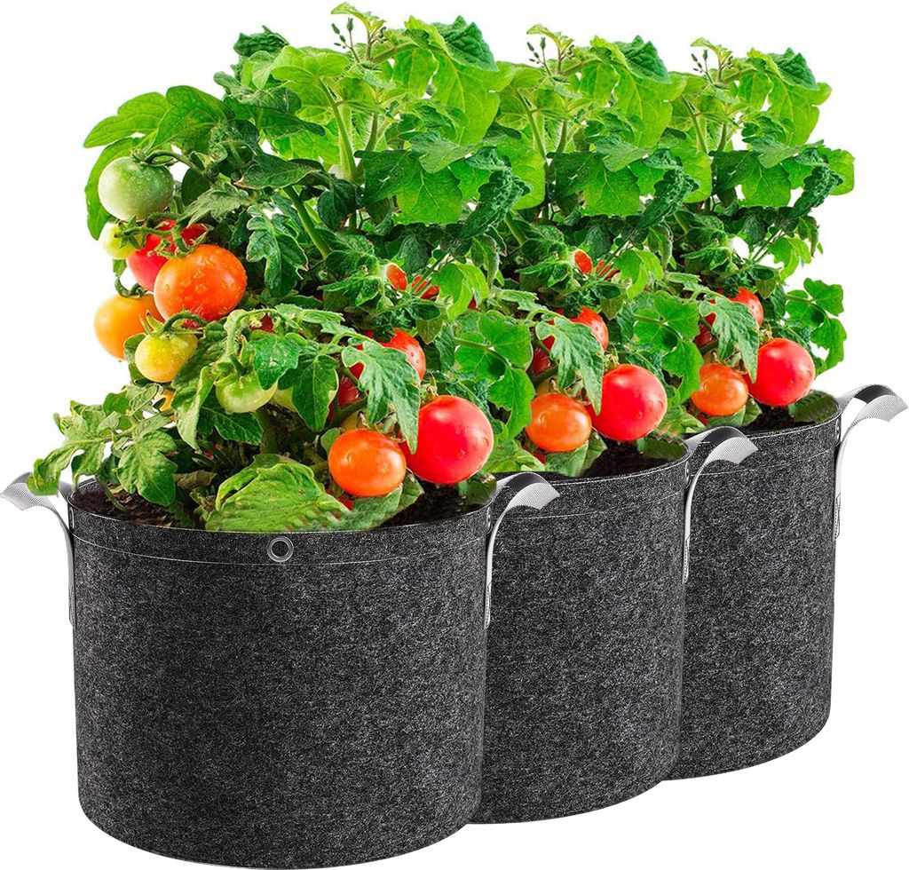 5PC Pflanzsack Home Growbag 3 Gallon Pflanztaschen aus 360 g/m² Filz & Vliesstoff Pflanzgefäß Pflanzbeutel Wachstumstasche für Balkon Terrasse ...