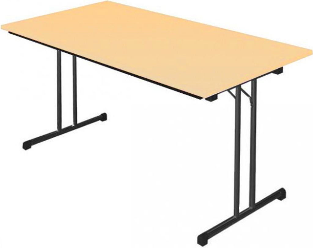 Klapptisch Besprechungstisch Schreibtisch 160x 80cm RAL 9005 Schwarz/Ahorn-Nachbildung