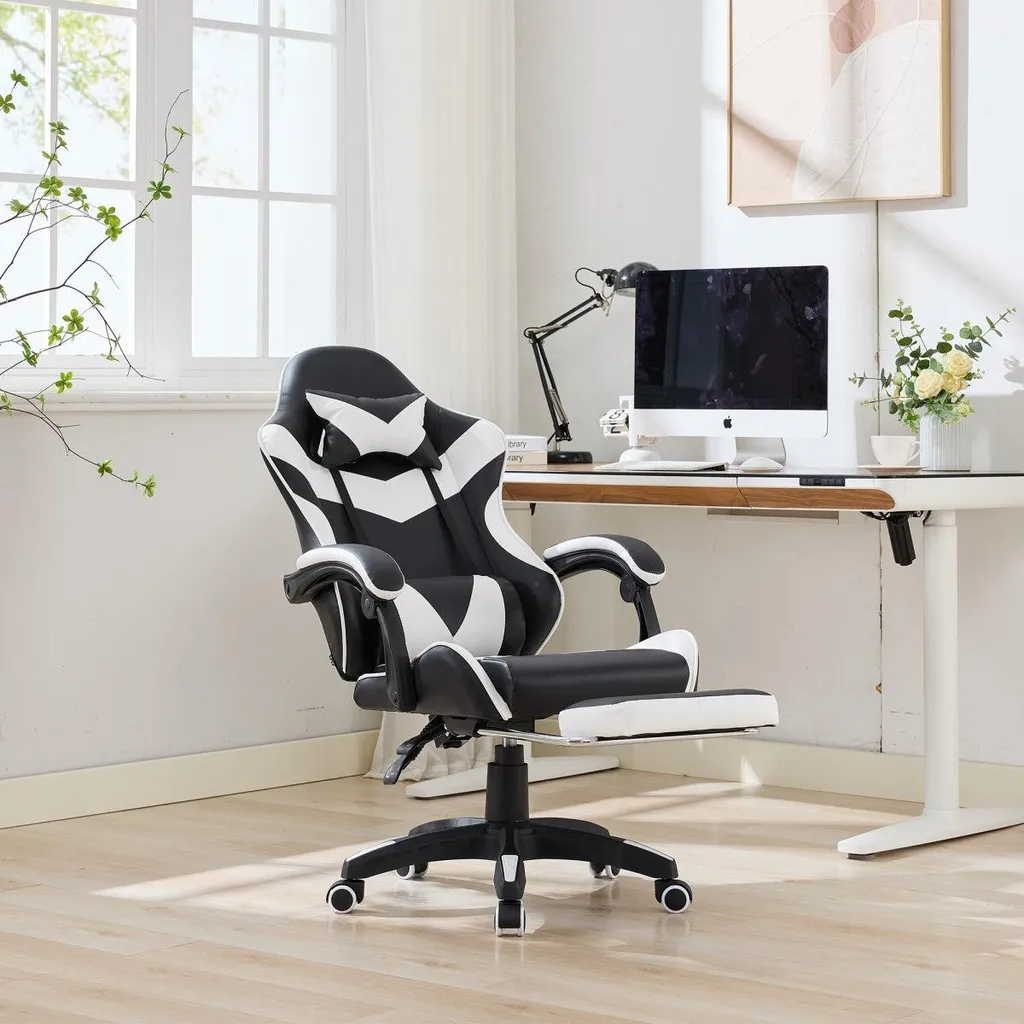 Fauteuil de Bureau Gaming Ergonomique Inclinable avec Repose-Pieds