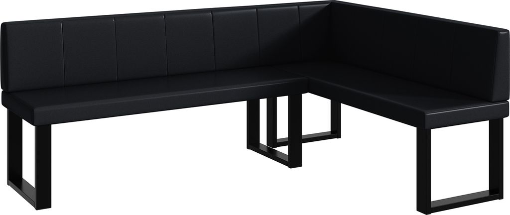 MEBLINI Eckbank für Esszimmer - Küchenbank - Essecke - Sitzecke Küche - PETER - U-Beine 142x196x87cm Rechts - Schwarz Kunstleder