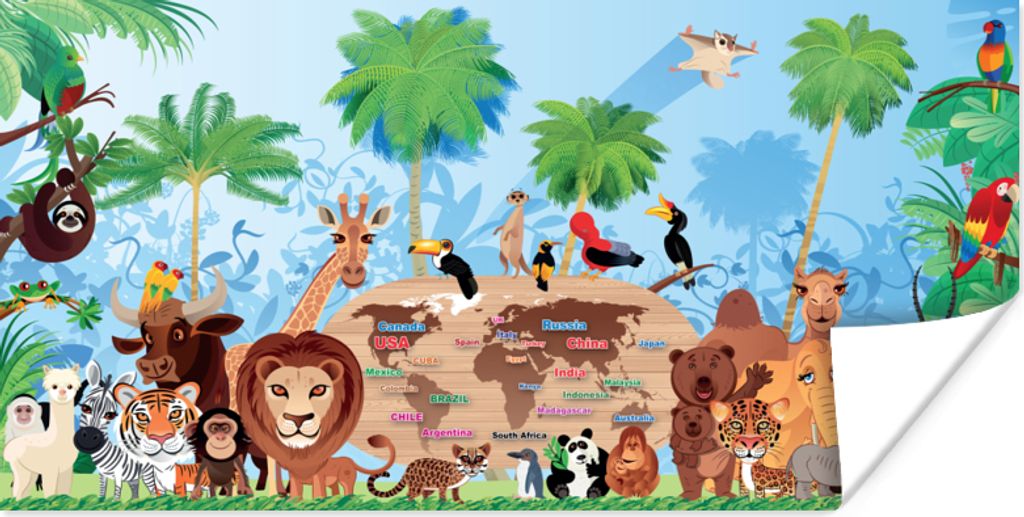 MuchoWow Poster Tiere - Wald - Tropisch - Jungen - Mädchen - Kind 120x60 cm - Bild