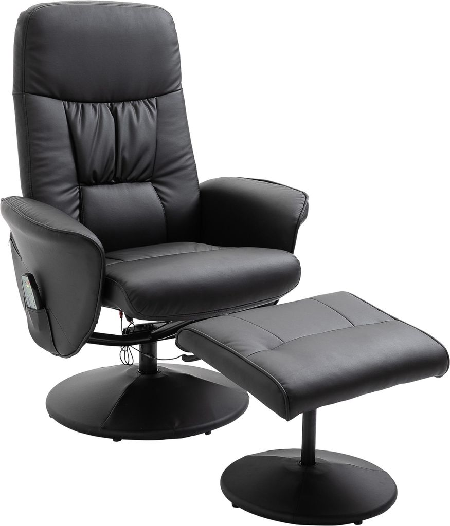 Relaxsessel mit Fußhocker, Elektrischer Massagesessel mit Liegefunktion, 10 Massagepunkte, Drehbarer Fernsehsessel mit Seitentasche, Fernbedienung...