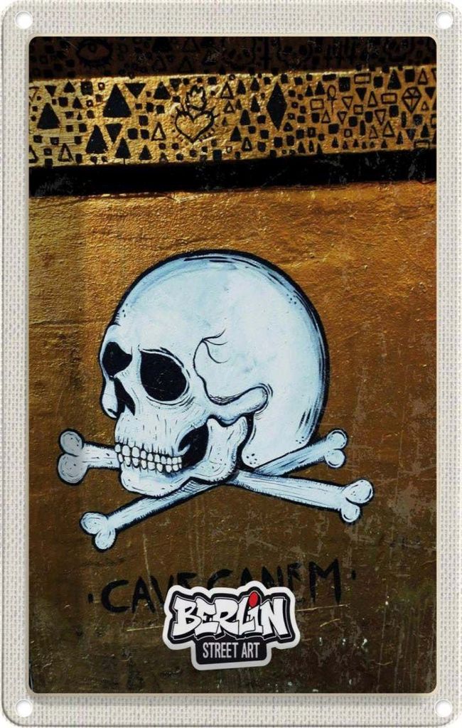 vianmo Blechschild 30x20 cm Berlin Graffiti Totenkopf Street Art Bildmotiv Reisemotiv Abenteuer Reisen Urlaub