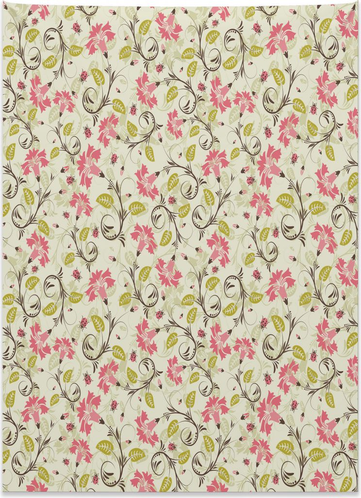 Abakuhaus Blumen Wandteppich, Brautblumenmuster aus Weiches Mikrofaser Stoff Kein Verblassen Klare Farben Waschbar, 110 x 150 cm, Hellgrün Rosa