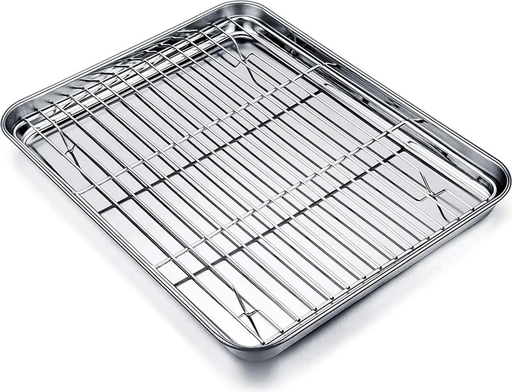 Teglia da Forno 26x20 con Griglia Acciaio Inox | Set Cottura Professionale