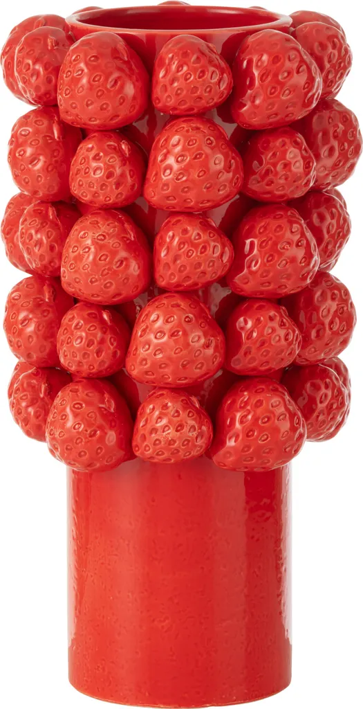 Vase Fraise Céramique J-Line Rouge - Brisez la Monotonie de votre Déco