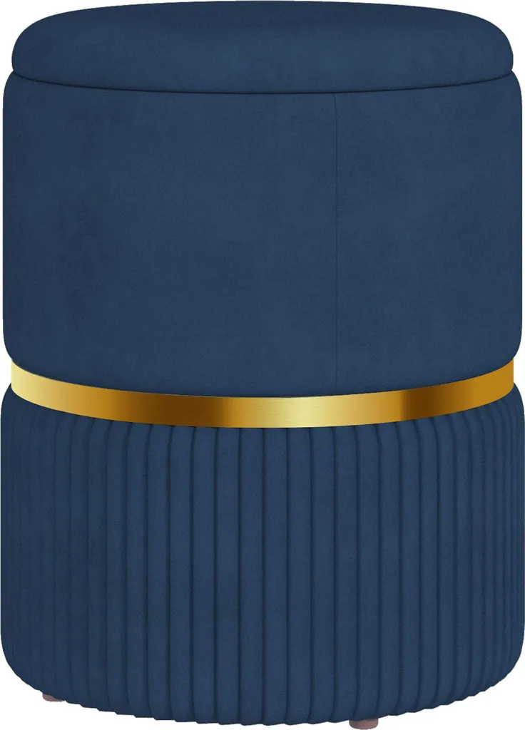 Siège d'appoint et coffre de rangement bleu en velours pour gain de place