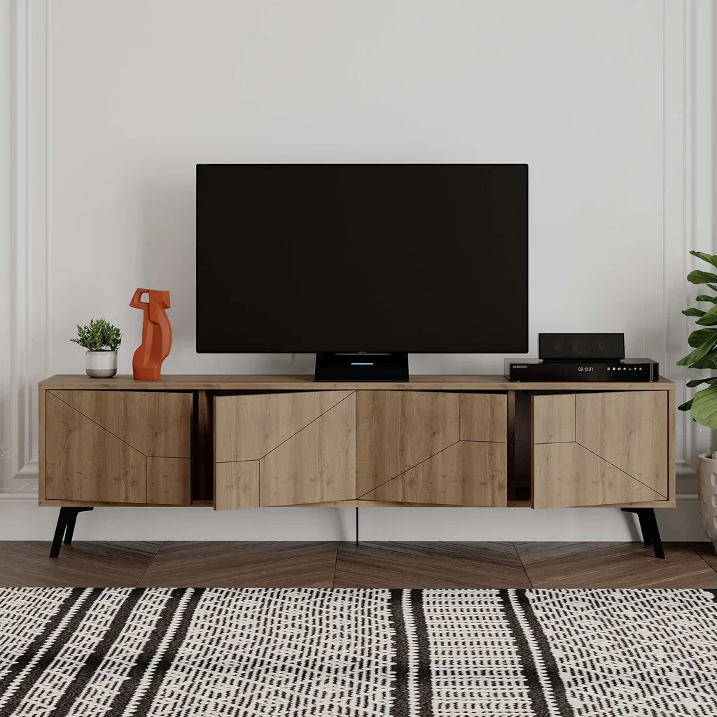 Meuble TV Skye Decor en Mélaminé Hitit 180 cm Résistant et Long Format