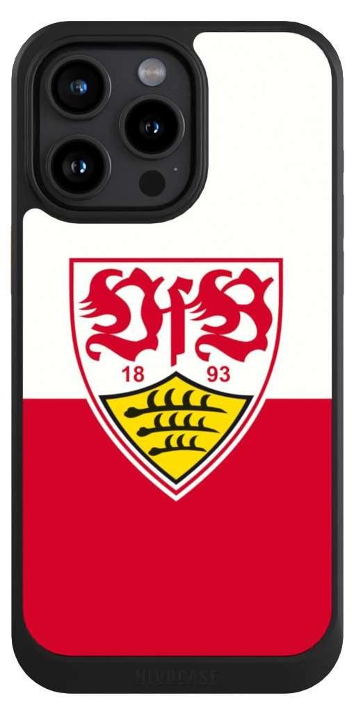 NIVOCASE Hülle für Apple iPhone 15 Pro Max Handyhülle NIVOcore Case Schwarz Logo Offizielles Lizenzprodukt VfB Stuttgart