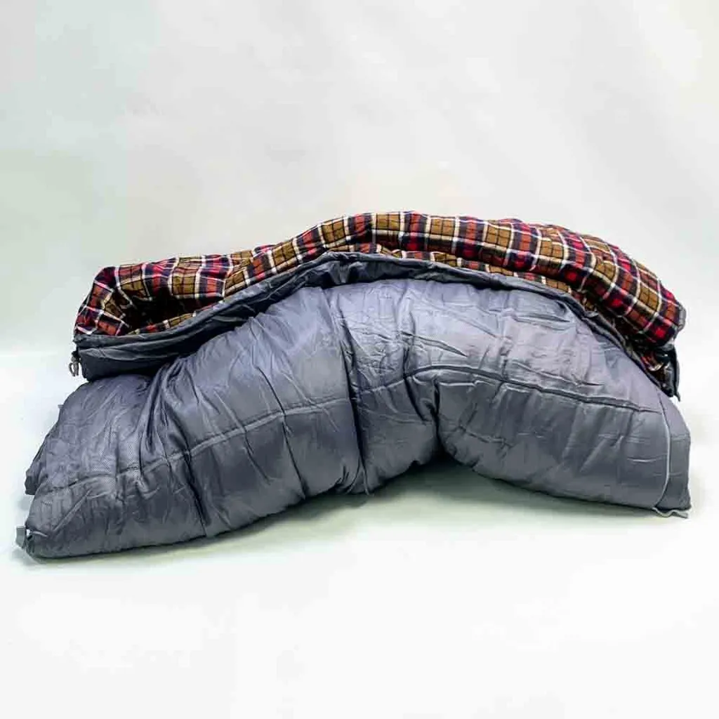 Sac de couchage hiver KingCamp coton flanelle gris format XL grand froid
