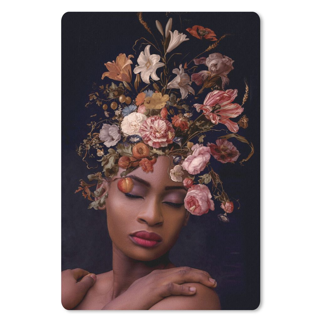 MuchoWow Mauspad Mousepad Frau - Blumenstrauß - Make-up 40x60 cm - Mousepads - Maus Mat - Pad - Mausunterlage - Schreibtisch Accesoire
