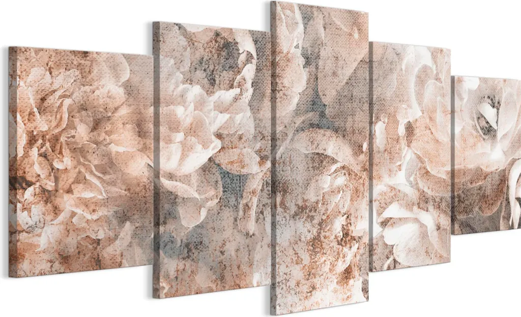 LUMASOUL Quadro Floreale 5 Pezzi 200x100 cm - Cornice in Legno