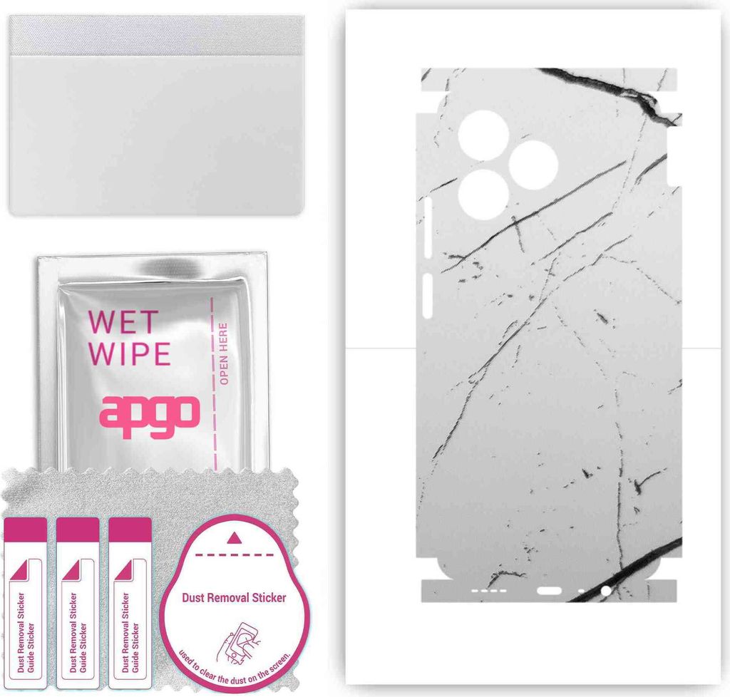 apgo Rückseite + Seiten Schutzfolie, Skin, kompatibel mit Realme C51, Hinten Displayschutzfolie aus Vinylfolie, kratzfest, einfache Montage - Wei...