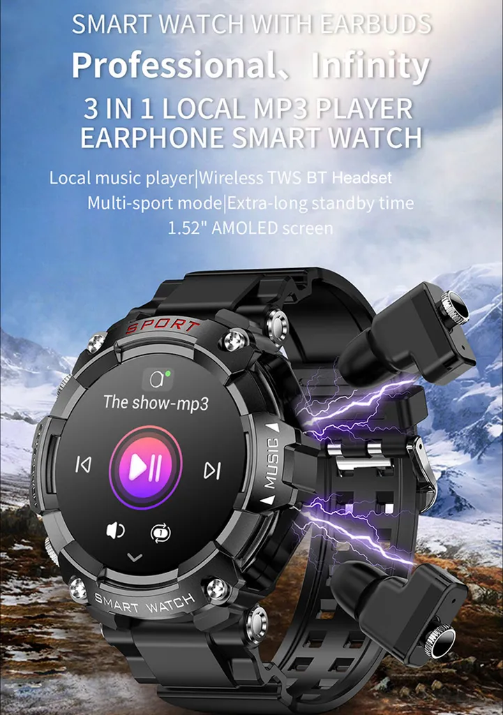 Smartwatch Sportivo T96 + Cuffie Wireless | Monitor Salute IP67 - 10