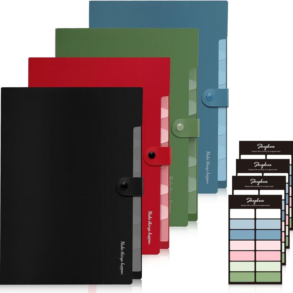 Dokumentenmappe A4, Mappe Mit 8 Fächern, Fächermappe A4 Mit Etiketten, Tragbar Ordnungsmappe Mappen Ordnersystem, Document Folder Für Zuhause, B...