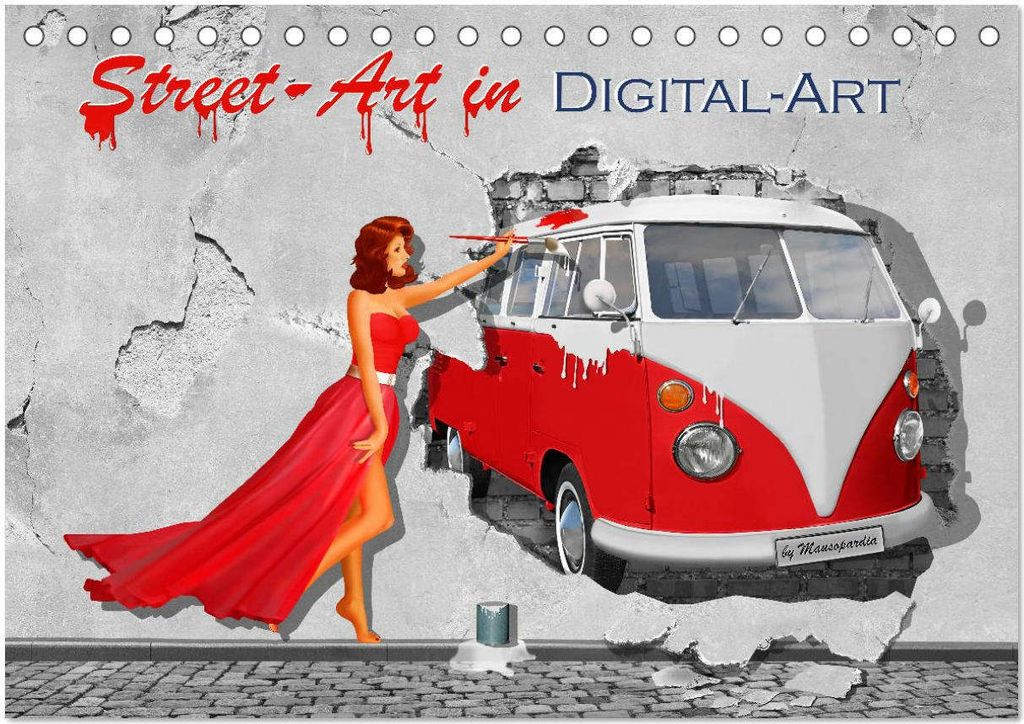 Street-Art in Digital-Art by Mausopardia (Tischkalender 2026 DIN A5 quer), CALVENDO Monatskalender