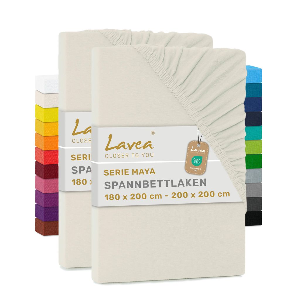 Lavea® 2er Pack Jersey Spannbettlaken 180/200x200 cm, 100% Produktbild 