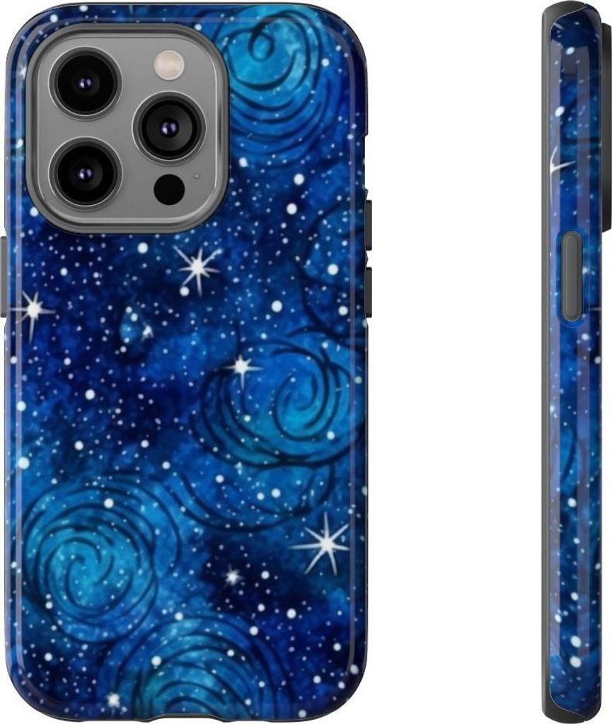 Sternenklare Galaxie in Blau – Hülle Kompatibel mit iPhone 14 Pro