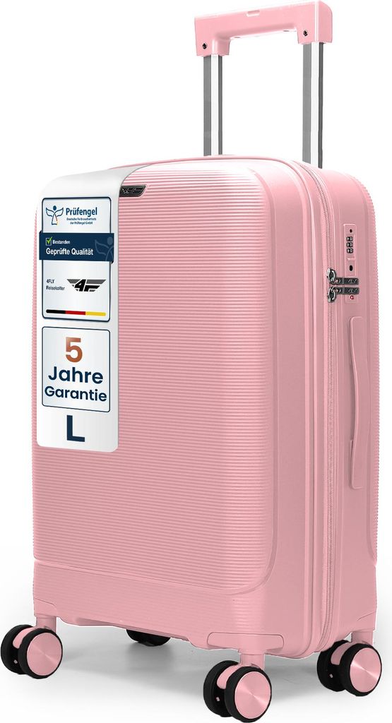4FLY Leichter Hartschalen-Reisekoffer 65 cm (60L) – mit TSA-Schloss, 4 Spinner-Doppelrollen und Aluminium-Teleskopgriff, Reisegepäck