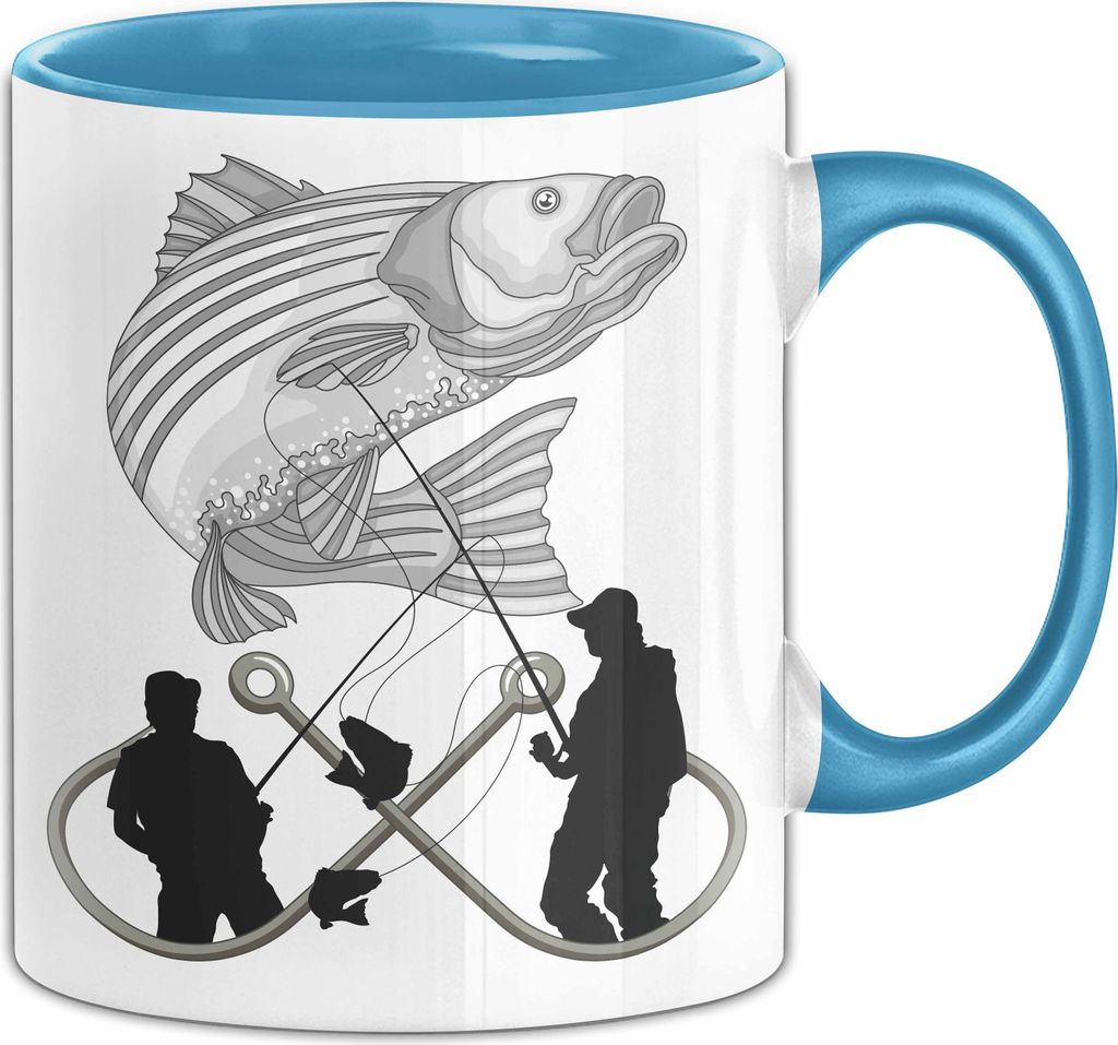 Angler Tasse Geschenk Hecht Grafik Geschenkidee Angeln (Blau)