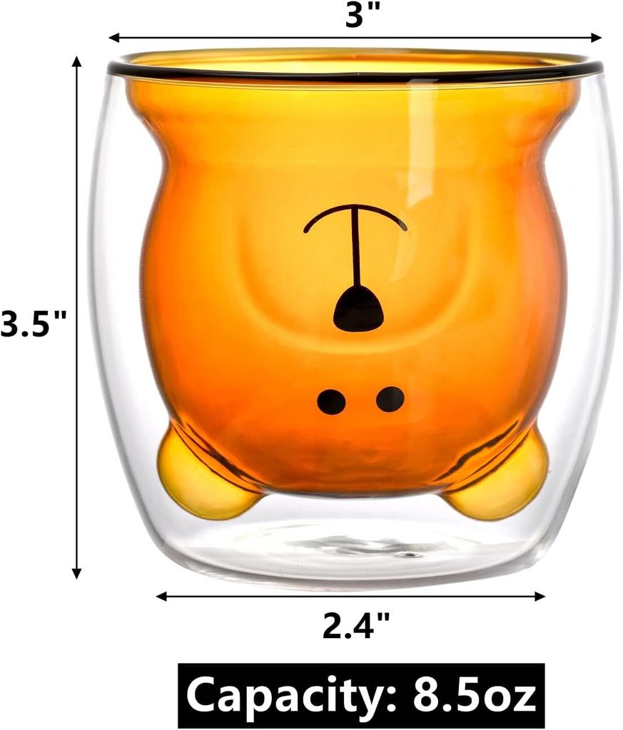 3 Stück Doppelwandige Gläser, Süße Bär Tassen Teegläser Produktbild 2